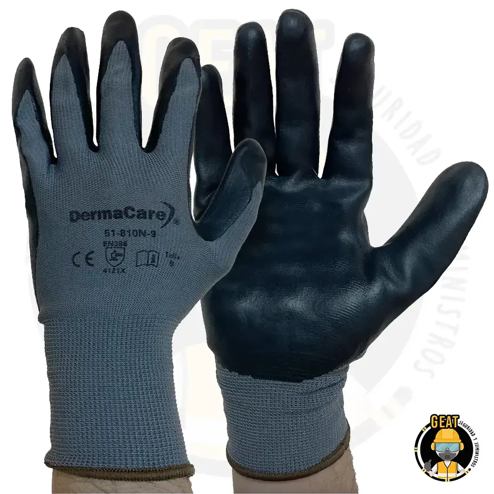Guante de Nylon Gris con Nitrilo Espumado_Dermacare3.webp