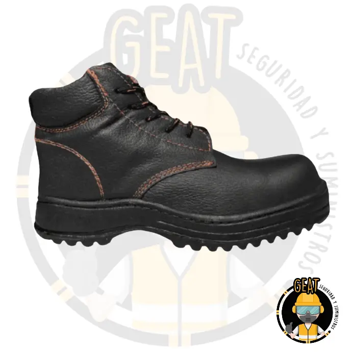 Bota Industrial Dieléctrica Negra, Suela de Hule Antiderrapante, Piel Vacuna, Casquillo de Poliamida 