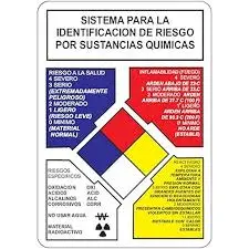 Etiqueta de 9x 20 cm identificador de riesgo para químicos 