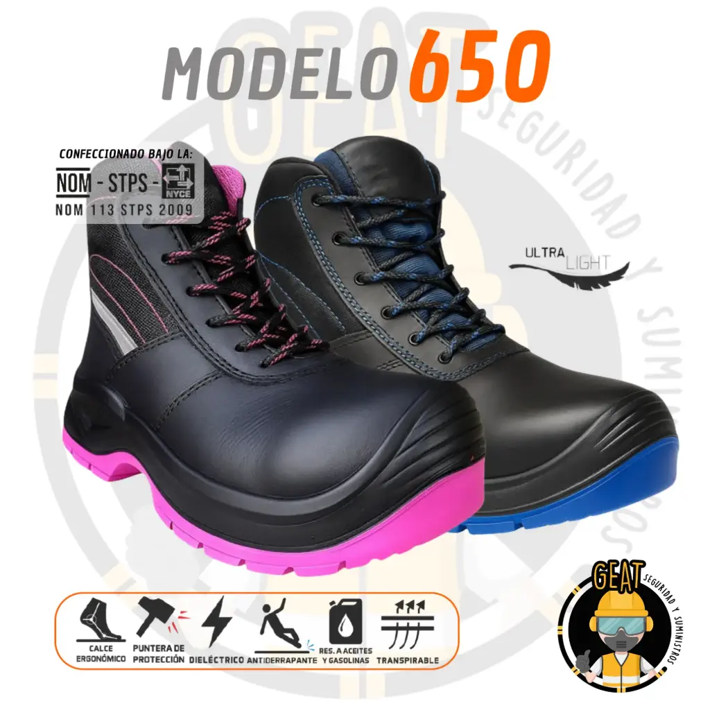 Bota Industrial Mod. 650, Dieléctrica con Casco de Poliamida (22, Azul Rey)