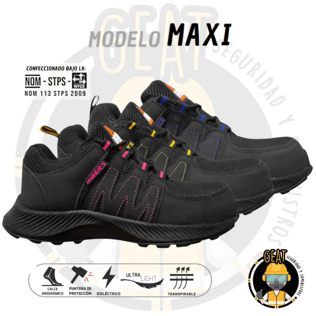 Tenis Industrial Dieléctrico Mod. MAXI  (23, Negro/Azul)