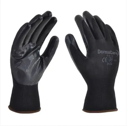Guante Poliéster Negro C/Pal Nitrilo S 