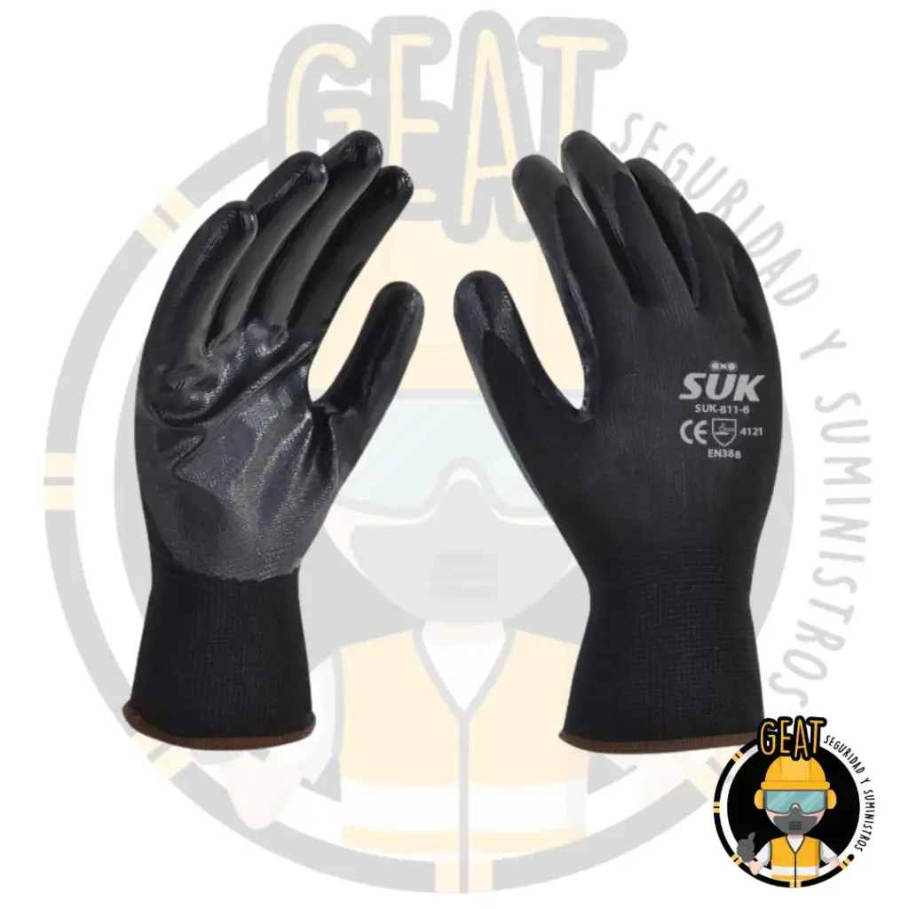 [SUK-811-6] Guante Poliéster Negro C/Pal Nitrilo Suk (6)