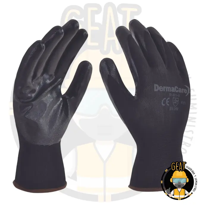 Guante de Nylon Negro con Nitrilo en Palma 