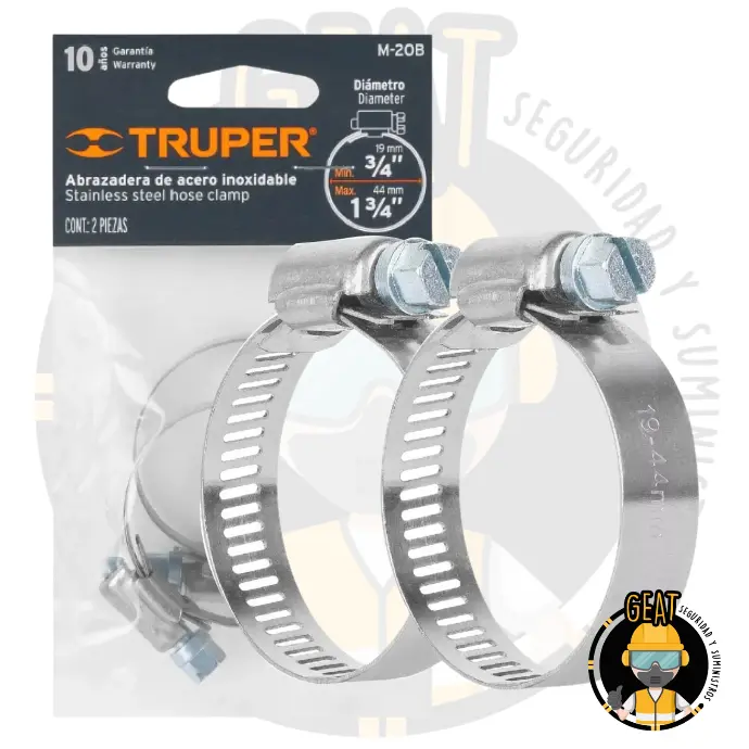 Bolsa con 2 Abrazaderas Sin Fin #20 – 3/4 a 1-3/3", Truper