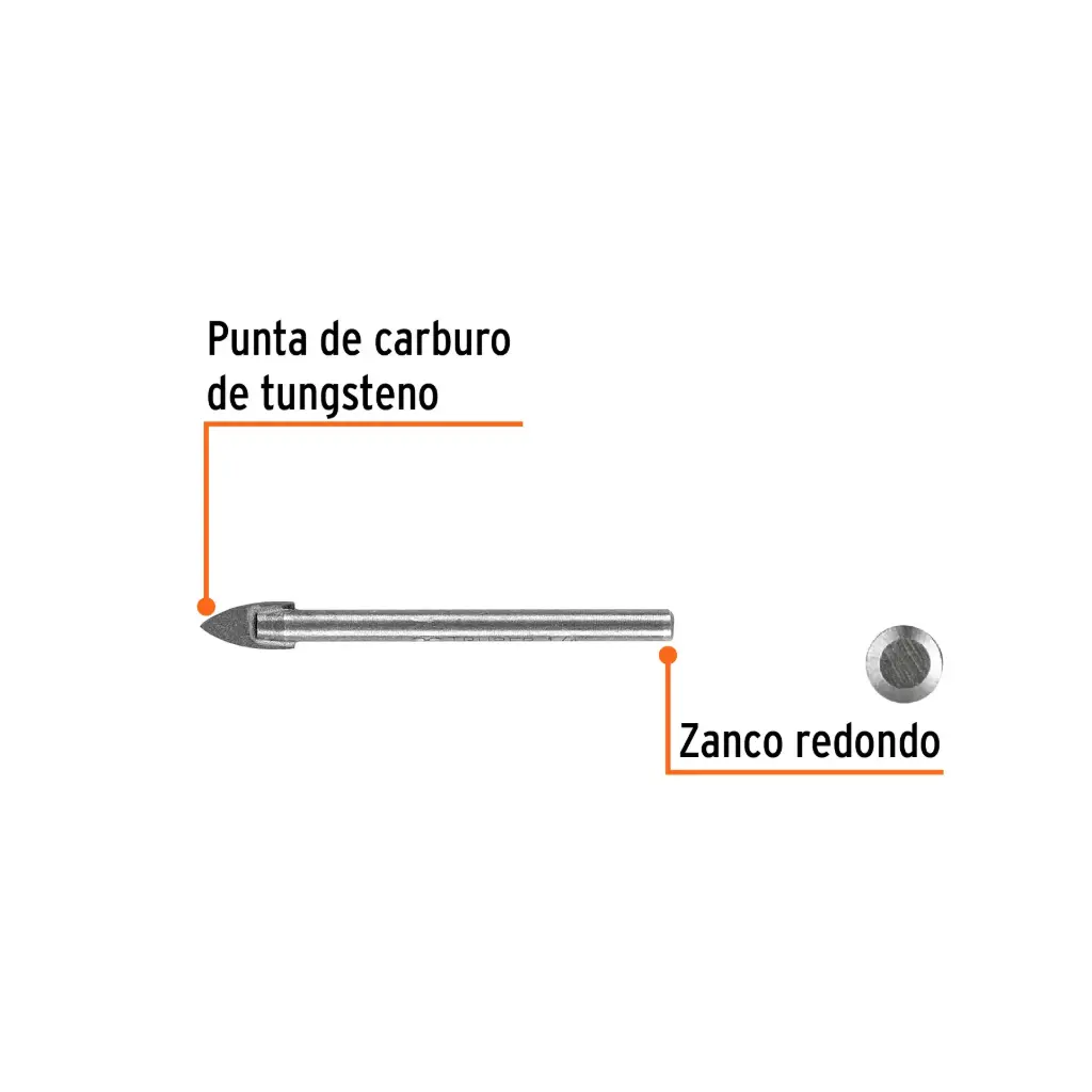 Broca para vidrio y azulejo de 1/4", Truper