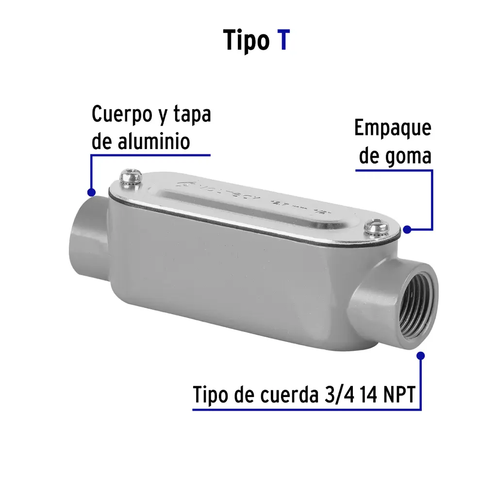Condulet 3/4" conexión tipo T, Volteck