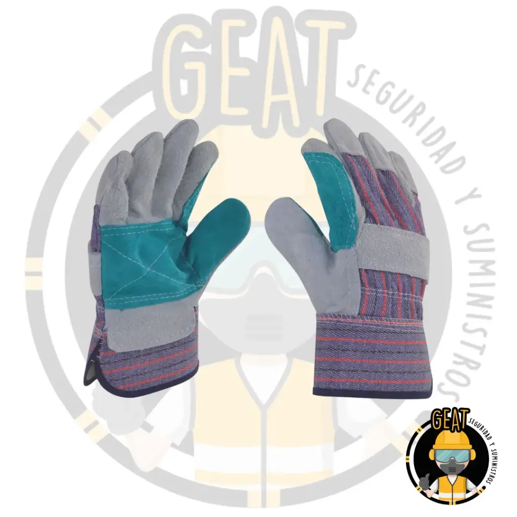 [99-602] Guante de Carnaza Reforzado en Palma y Pulgar, con Mezclilla y Puño de Seguridad Derma Care
