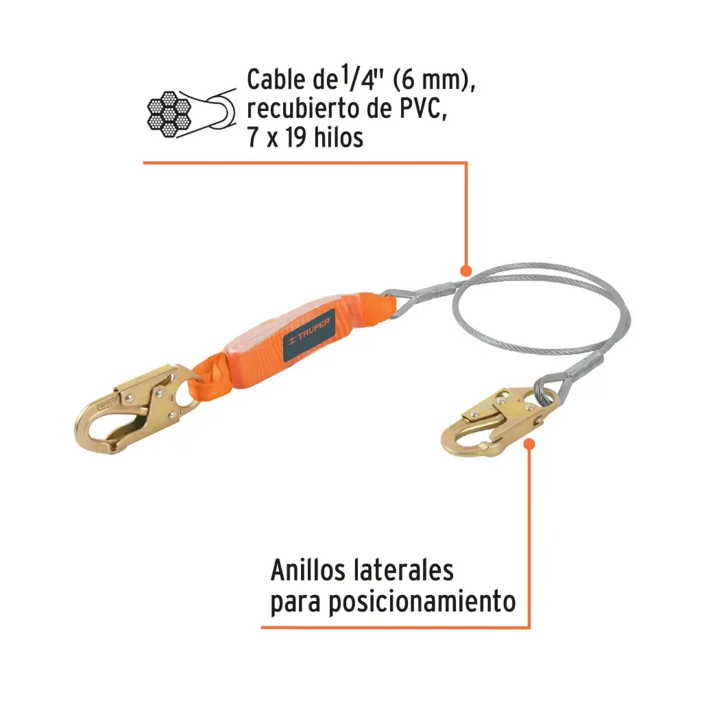 [17039] Línea De Vida Con Amortiguador, Cable De Acero.