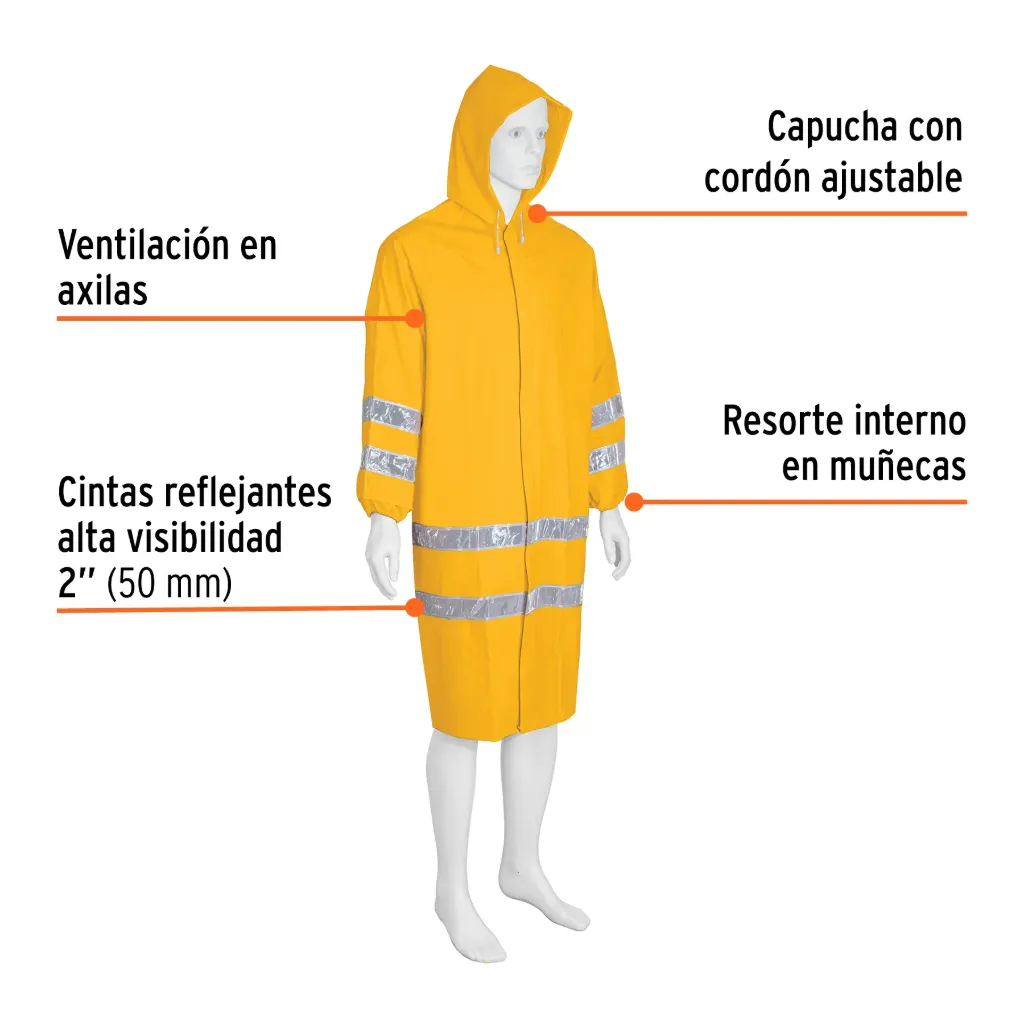 [17724] Gabardina impermeable doble capa con reflejante, TRUPER (EG)