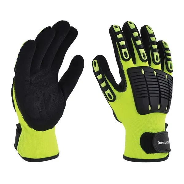 Guante de poliéster fluorescente, PVC y nitrilo DERMACARE contra impactos