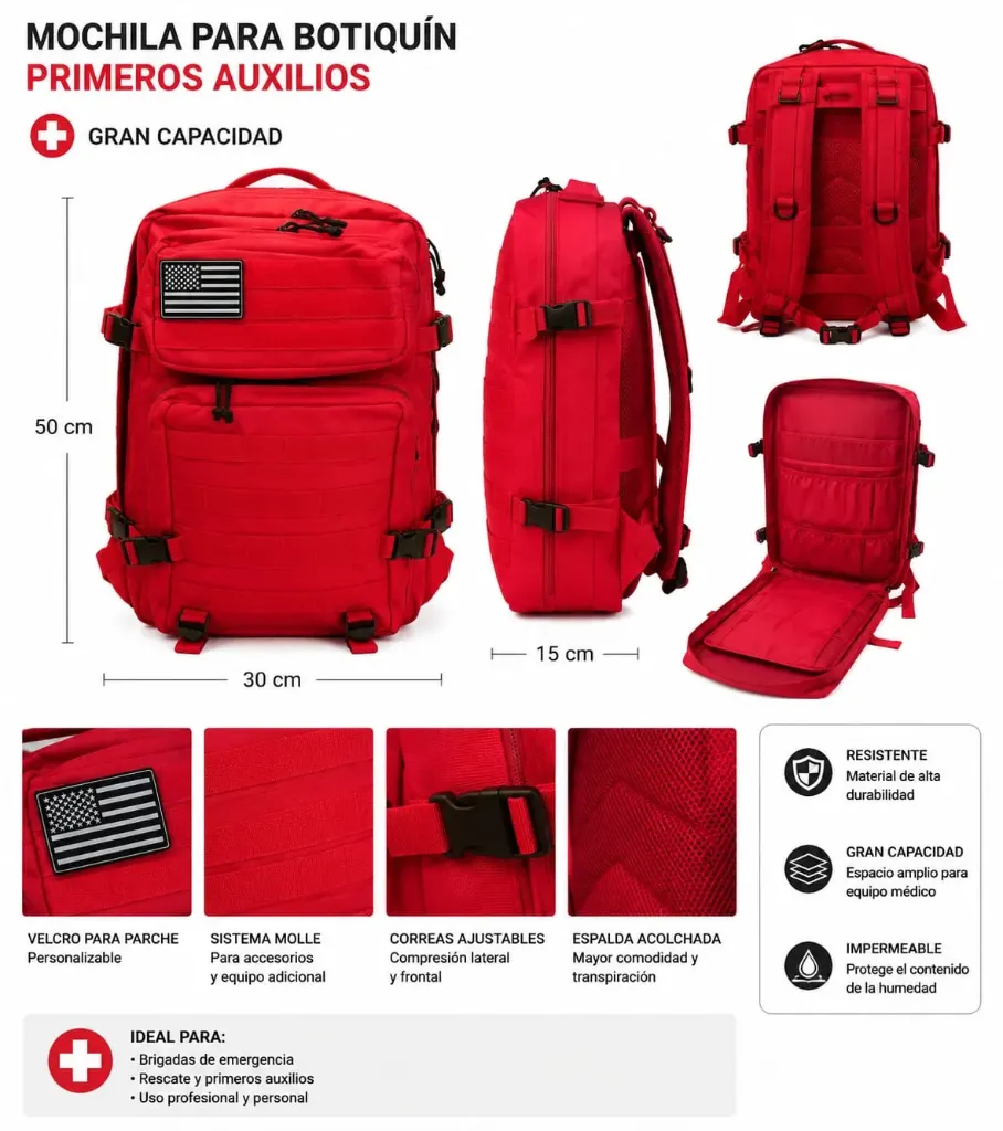 Mochila  para botiquín de 50x15x30 cm