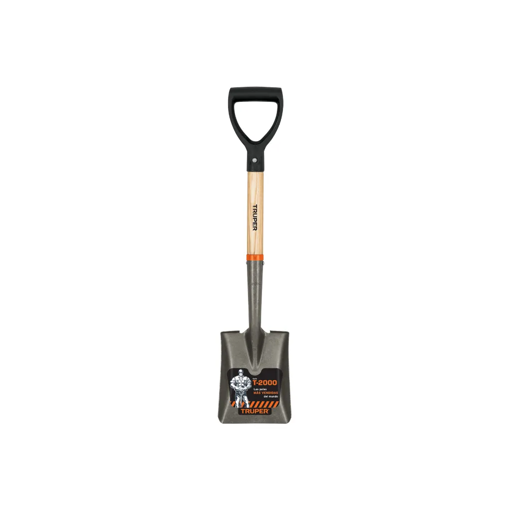 Pala cajuelera cuadrada, puño "D" mango de madera, TRUPER