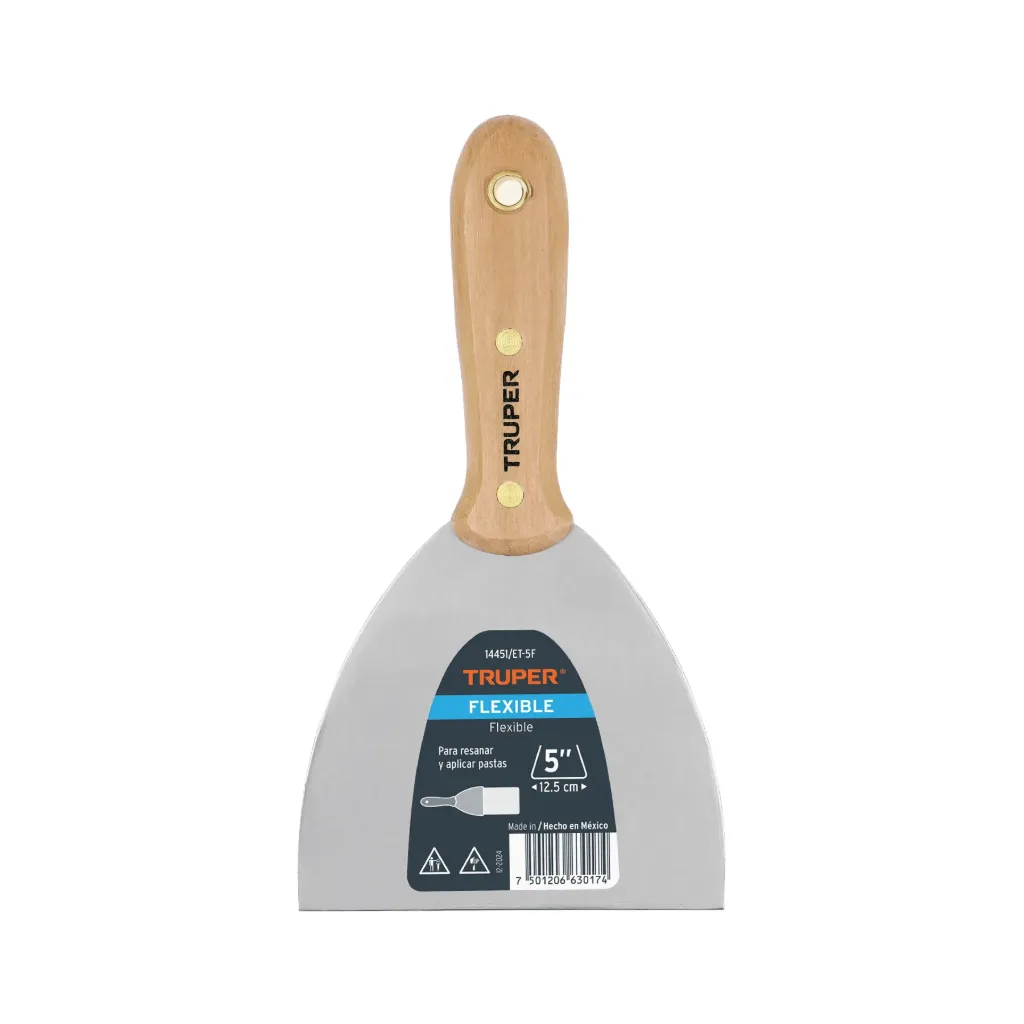 Espátula flexible 5" con mango de madera, TRUPER
