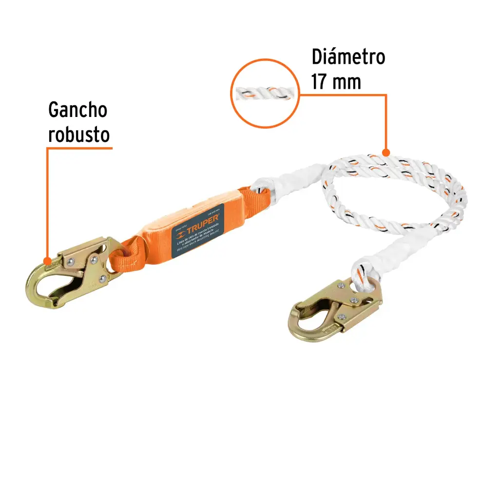 Línea De Vida Con Amortiguador, Cuerda Trenzada De Poliéster.