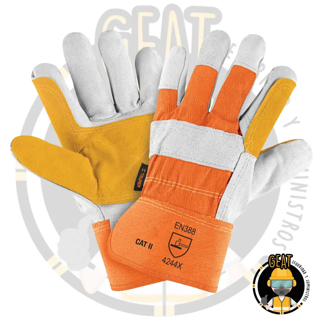 Guante De Carnaza/Loneta, Puño De Seguridad.