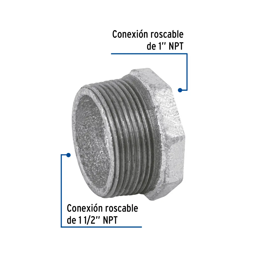 Reducción Bushing Acero Galvanizado 1-1/2 x 1", FOSET