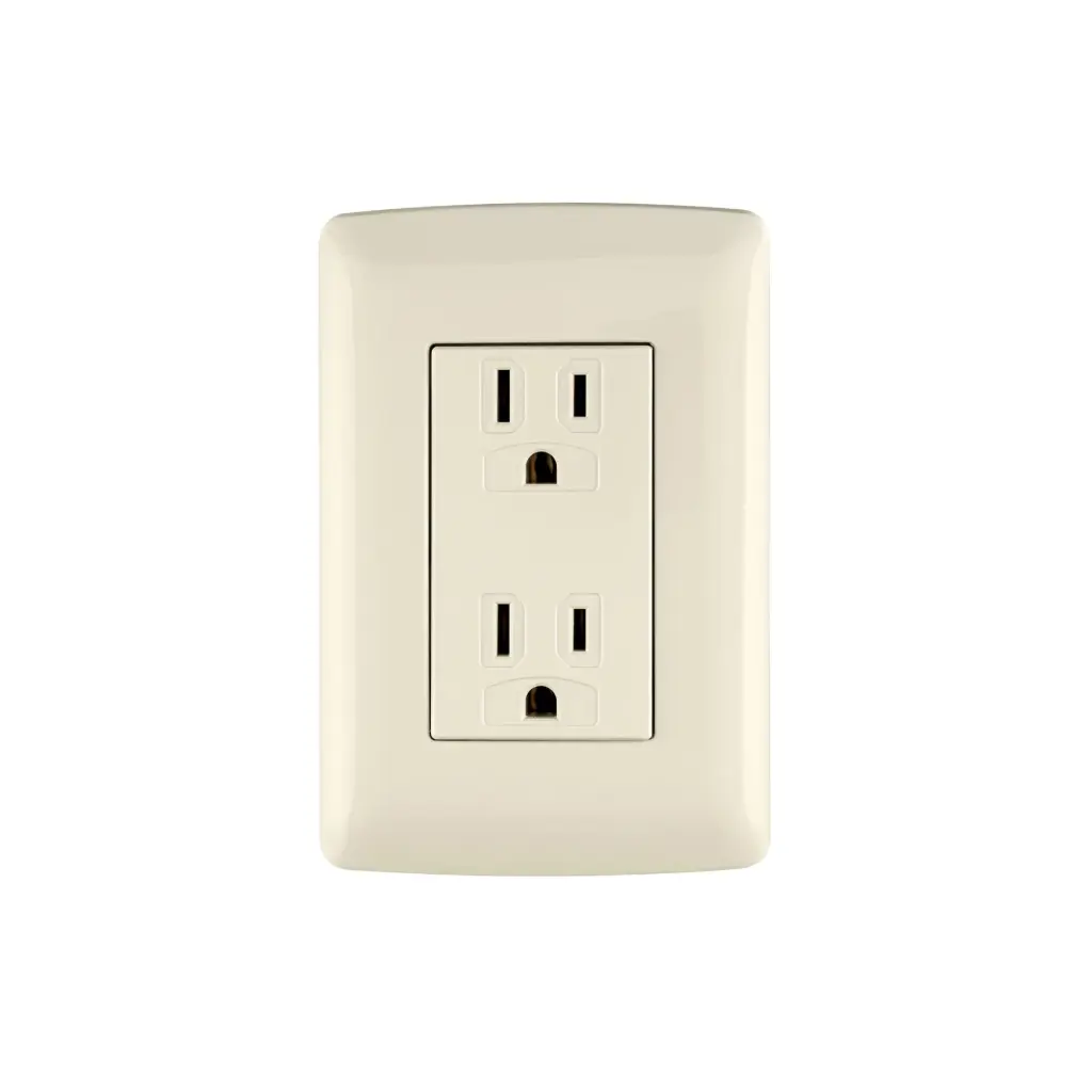 Contacto dúplex aterrizado, color marfil, línea Italiana