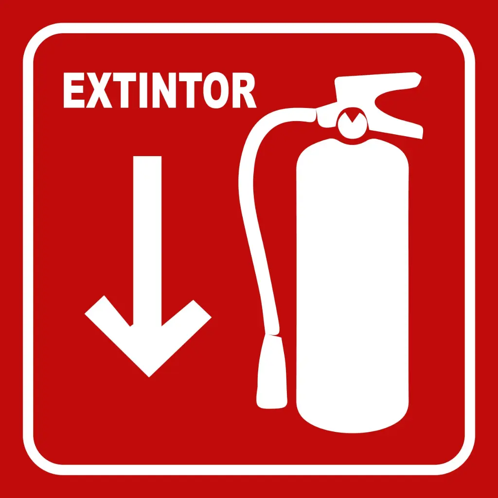 Señal de extintor de 20*20 cm con fotoluminiscente 