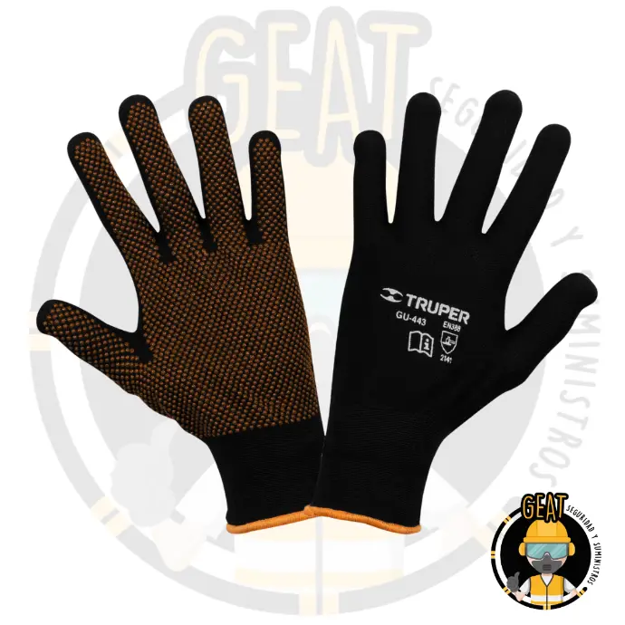 Guantes de Poliéster con Puntos de PVC en Palma, Talla G – TRUPER GU-443