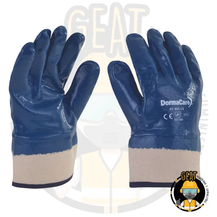 Guante de Algodón con Nitrilo Extra Pesado Azul – DermaCare