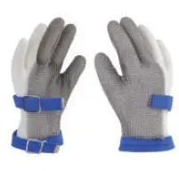 Guante de malla nivel 5 de acero inoxidable con 3 dedos (individual)