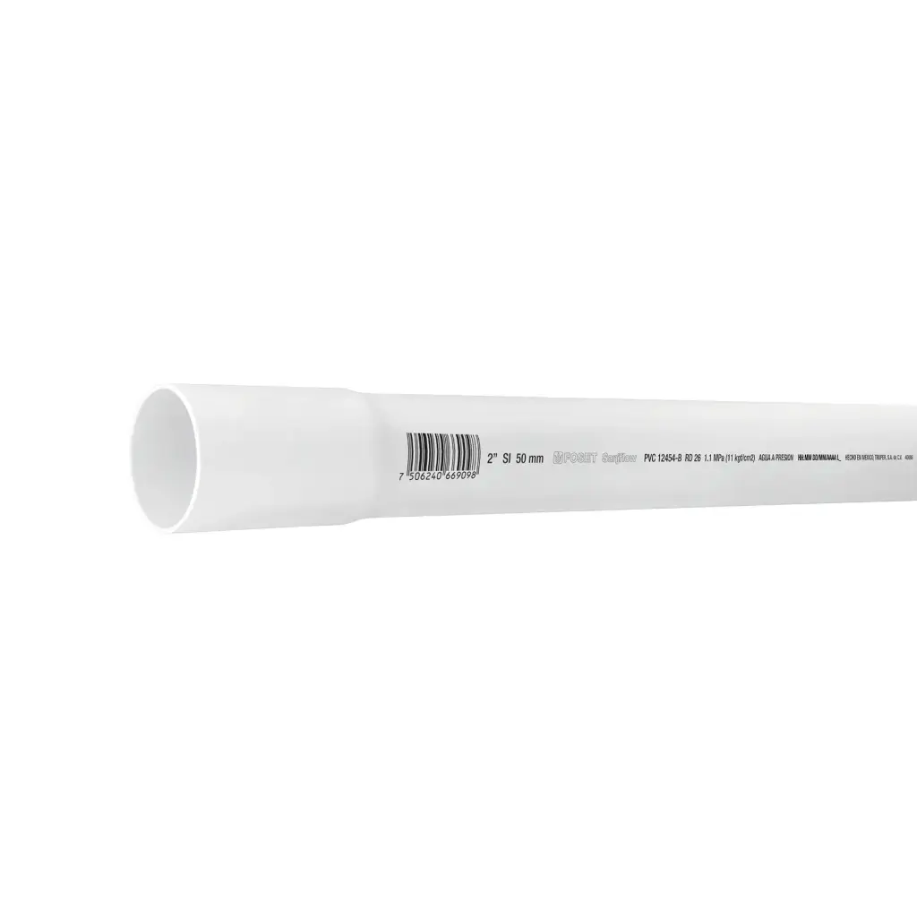 Tubo de 2" PVC hidráulico RD 26, 3m, 1.8kg, FOSET