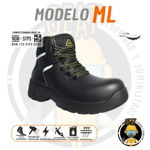 Bota Industrial Dieléctrica Mod. ML NEGRO.