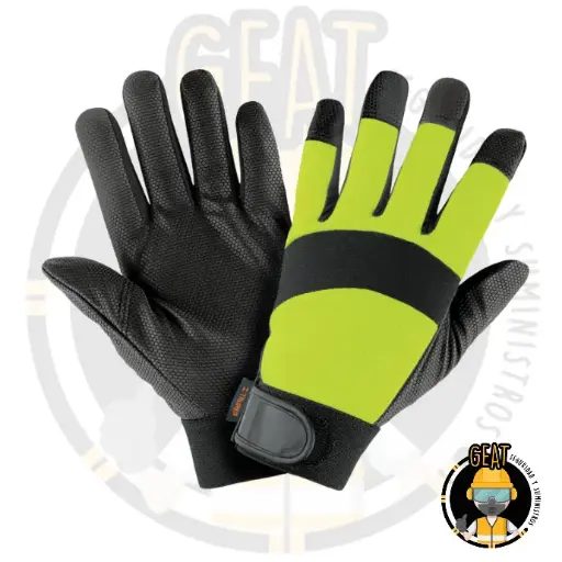 [13194] Guantes mecánico, alta visibilidad, palma poliuretano, verde
