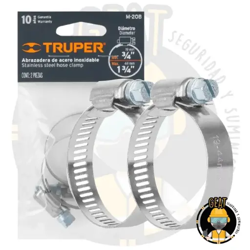Bolsa con 2 Abrazaderas Sin Fin #20 – 3/4 a 1-3/3", Truper