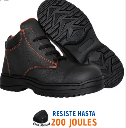 Bota Industrial Dieléctrica Negra, Suela de Hule Antiderrapante, Piel Vacuna, Casquillo de Poliamida 