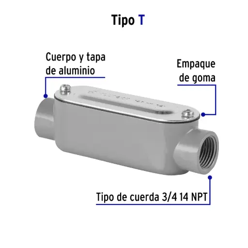 [46980] Condulet 3/4" conexión tipo T, Volteck
