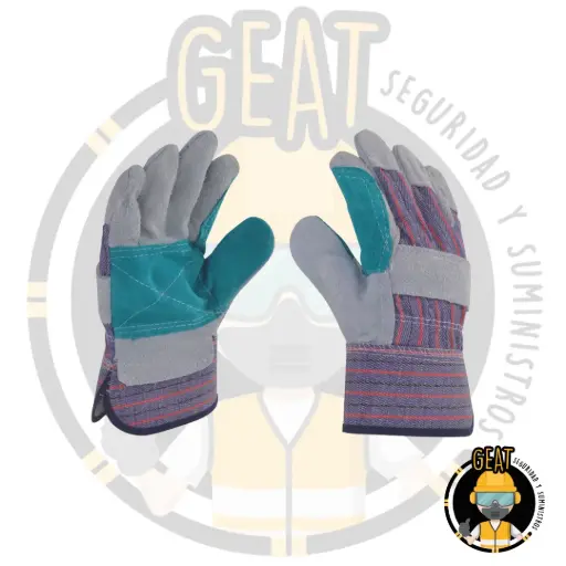 [99-602] Guante de Carnaza Reforzado en Palma y Pulgar, con Mezclilla y Puño de Seguridad Derma Care