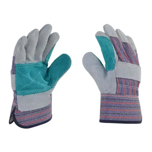 [99-602] Guante de Carnaza Reforzado en Palma y Pulgar, con Mezclilla y Puño de Seguridad Derma Care