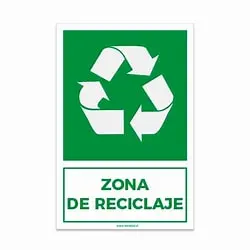 Señal de zona de reciclaje 25*35 cm  