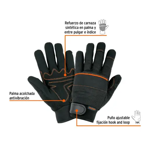 [103932] Guante Para Mecánico, Antivibración, Palma De Carnaza Sintética.