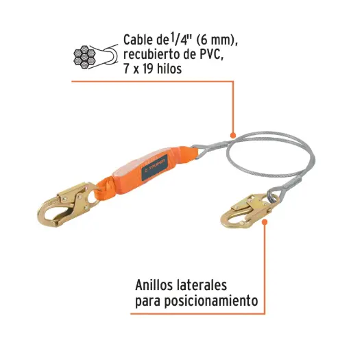 [17039] Línea De Vida Con Amortiguador, Cable De Acero.