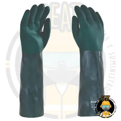 [44-418] Guante Verde con Doble Inmersión de PVC – 18 pulgadas