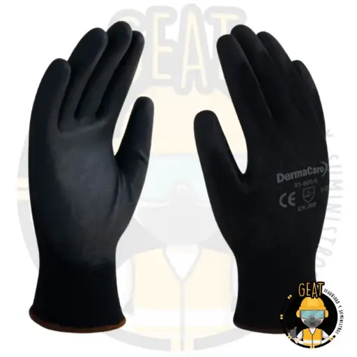[51-600] Guante de Nylon Negro con Palma de Poliuretano
