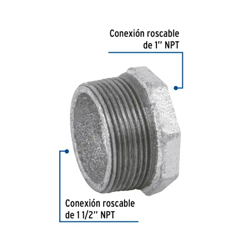 [48779] Reducción Bushing Acero Galvanizado 1-1/2 x 1", FOSET