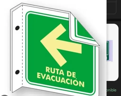Señal de ruta de evacuación < de 20*20 cm  Tipo Bandera
