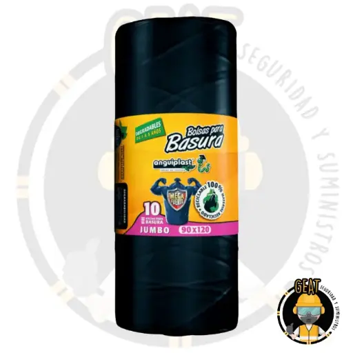 [P-001] Bolsa Negra para Basura en Rollo Jumbo 90x120 cm – Paquete con 10 Piezas
