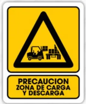 [G-143-3] Señal "Precaución Zona de Carga y Descarga" 25x35 Opción 2