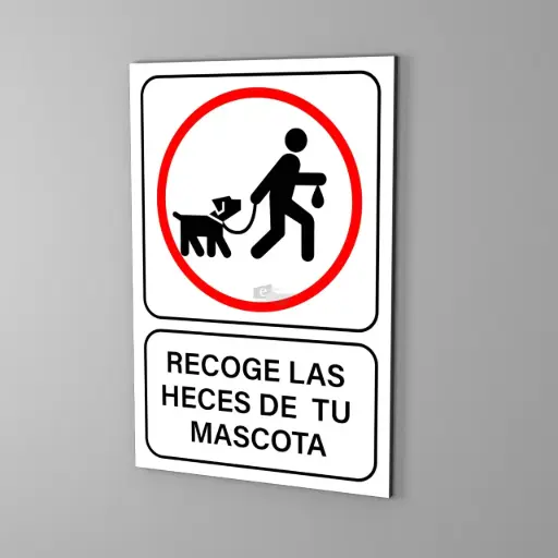 Señal de "deposita lsa heces de tu mascota aqui" de 25*35 cm
